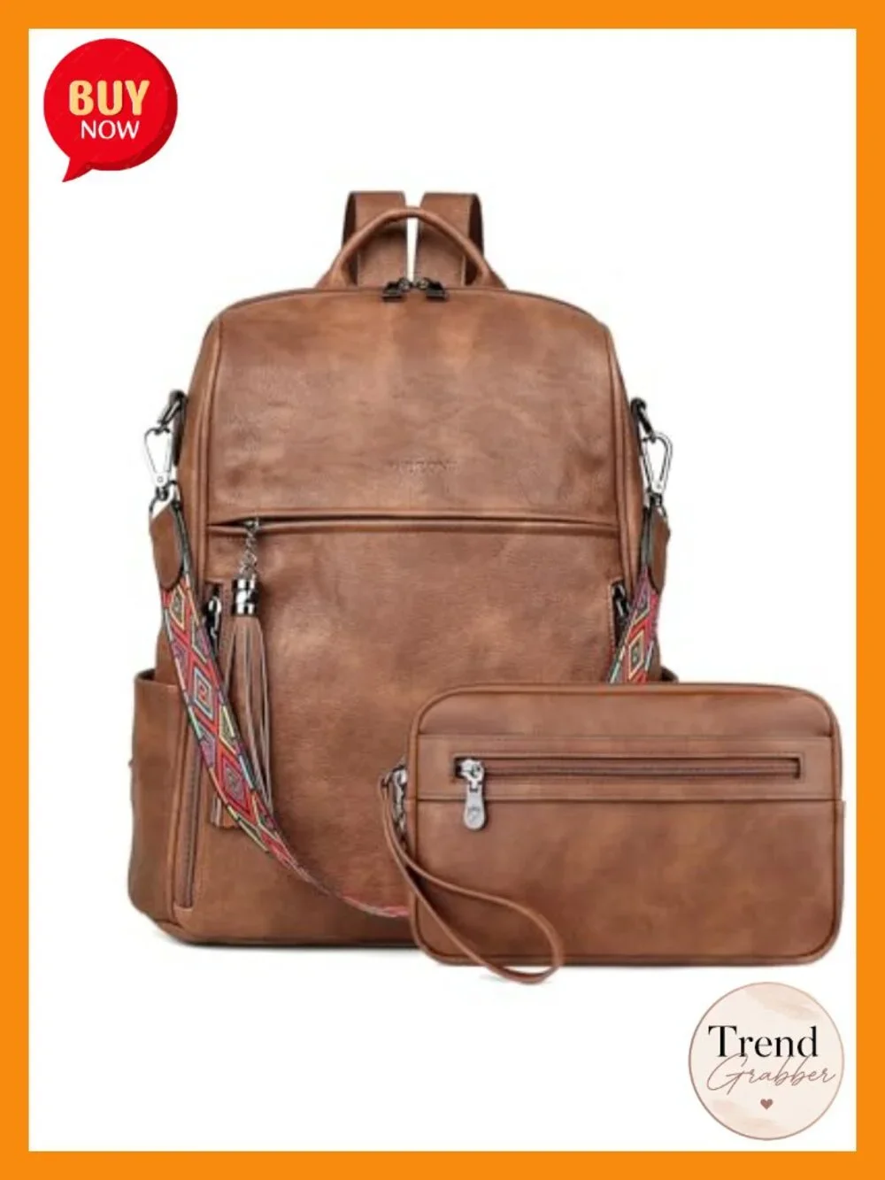 13 inch Waterproof PU Leather Laptop Backpack Convertible Travel Work Bag for